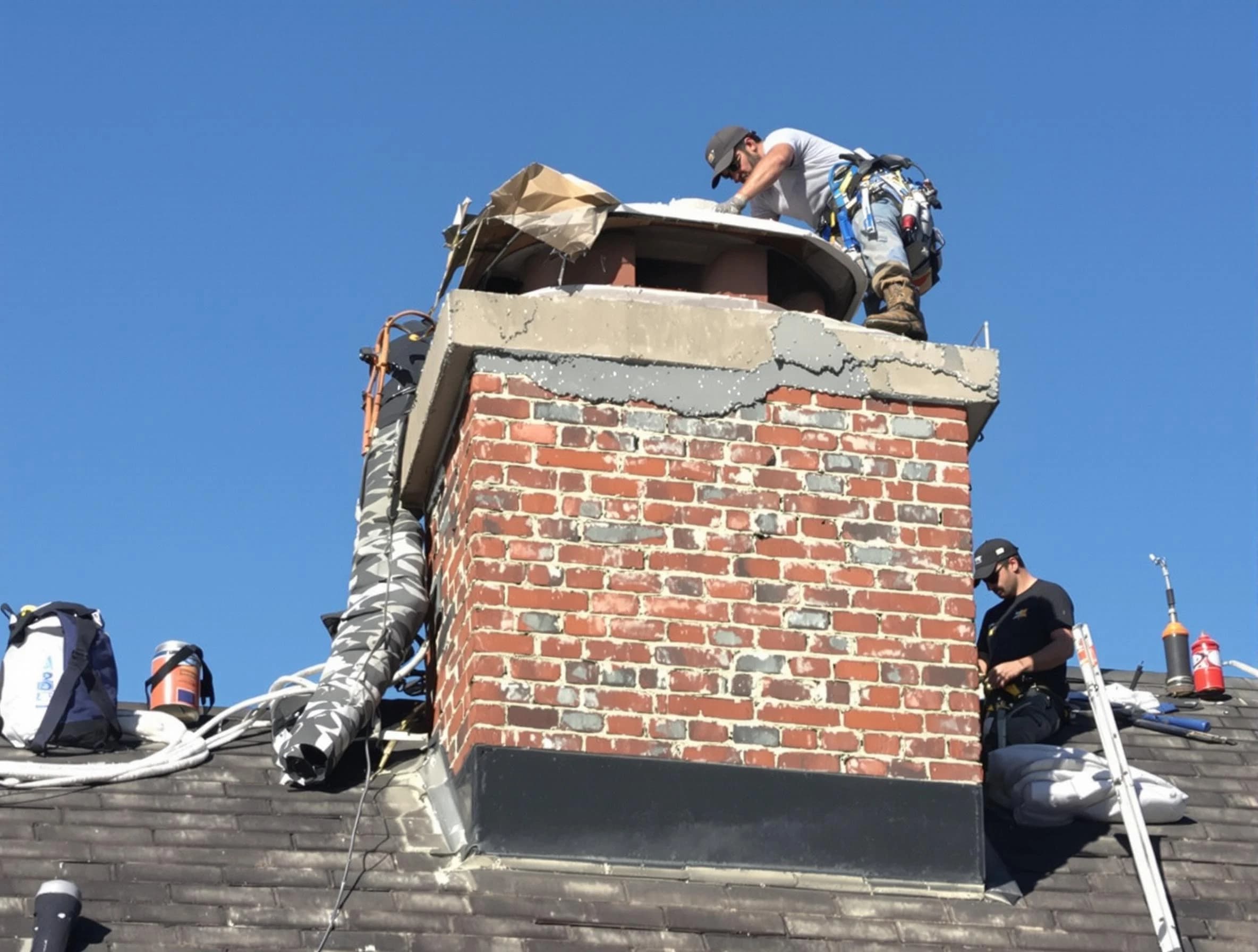 West Haven Chimney Sweep installing a custom chimney crown in West Haven, UT