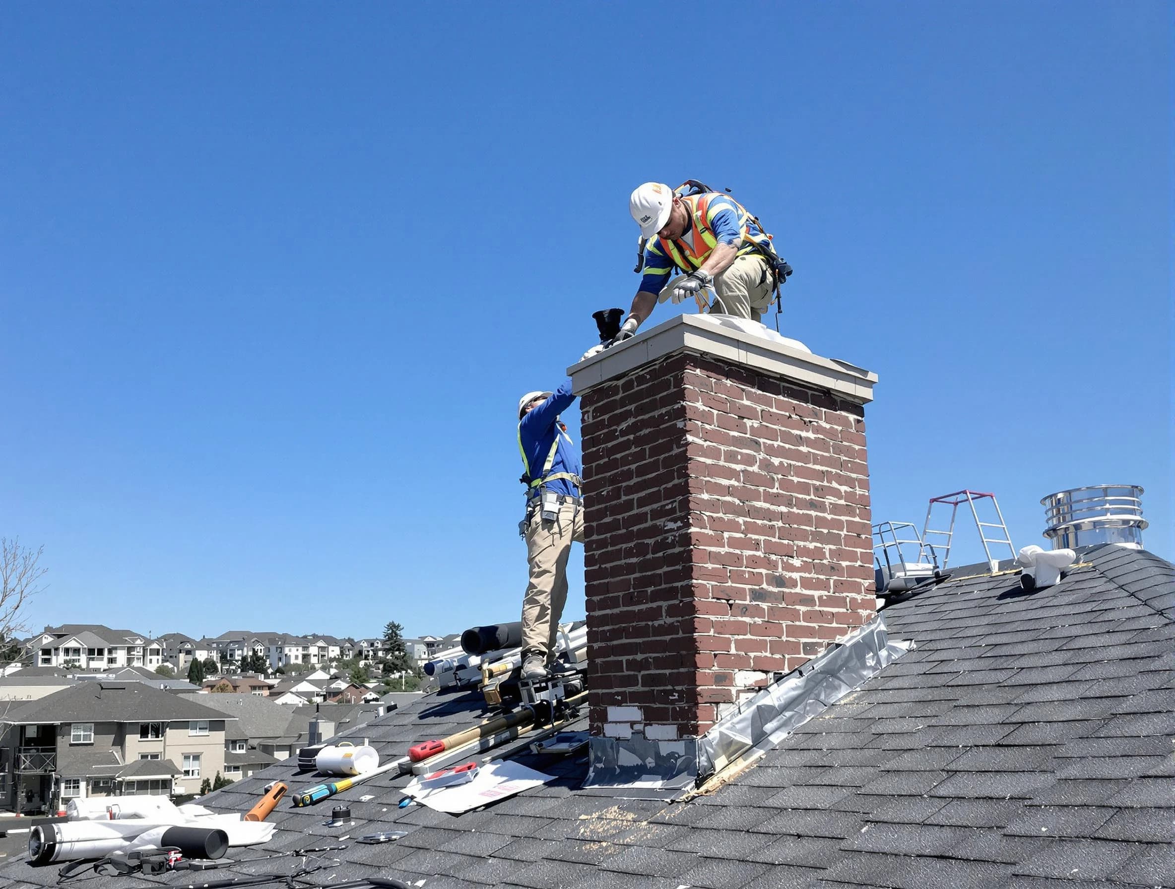 West Haven Chimney Sweep repairing a chimney crown in West Haven, UT