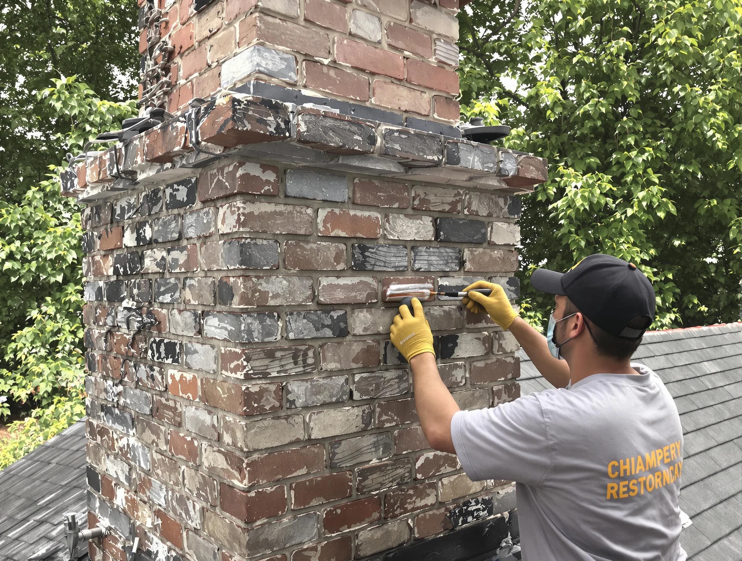 In-progress chimney restoration by West Haven Chimney Sweep in West Haven, UT