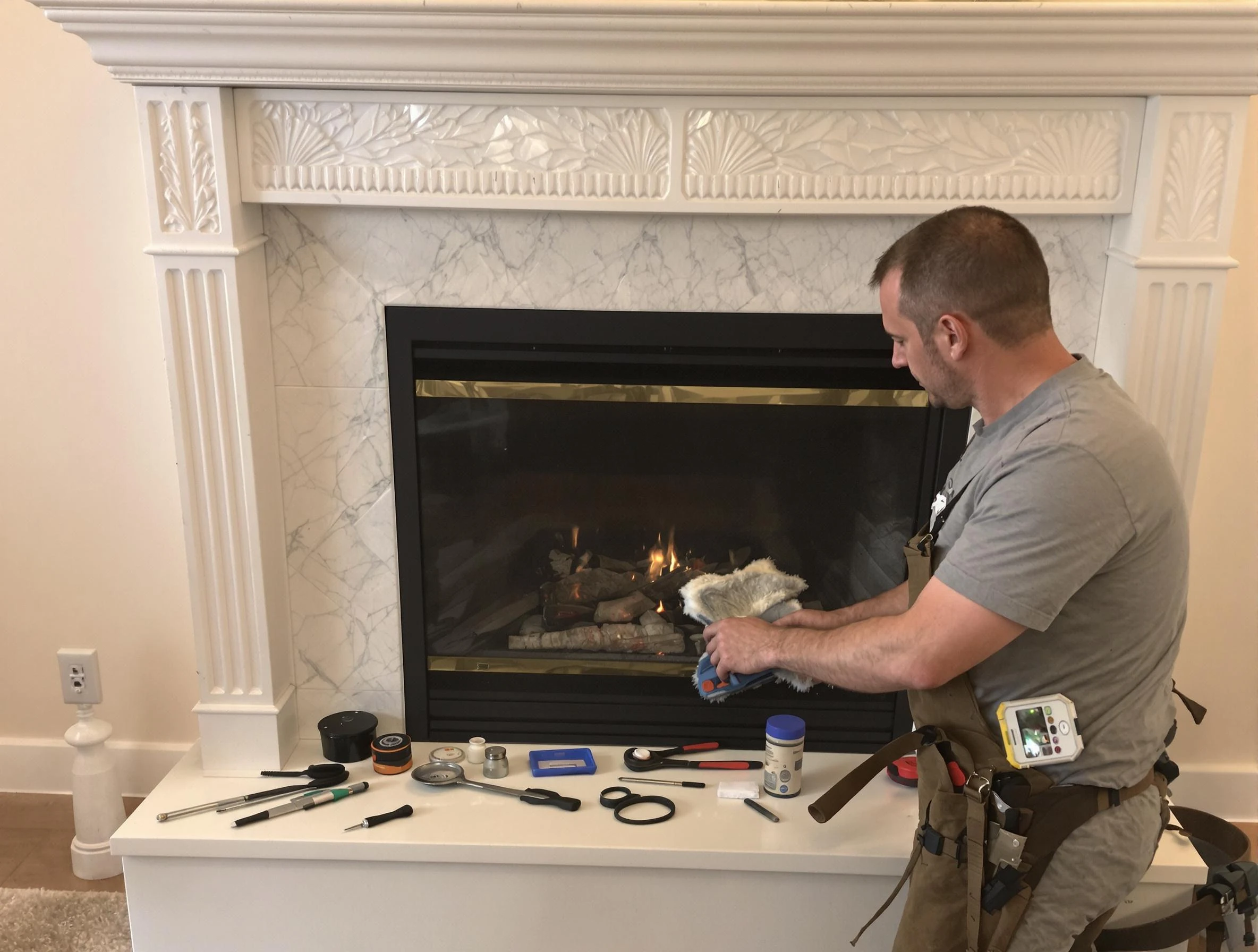 West Haven Chimney Sweep performing fireplace maintenance in West Haven, UT